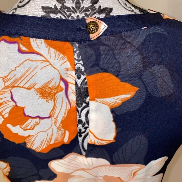 CAbi Floral High Low Cap Sleeve Tank Top Size XS Style 5030 - Picture 4 of 11